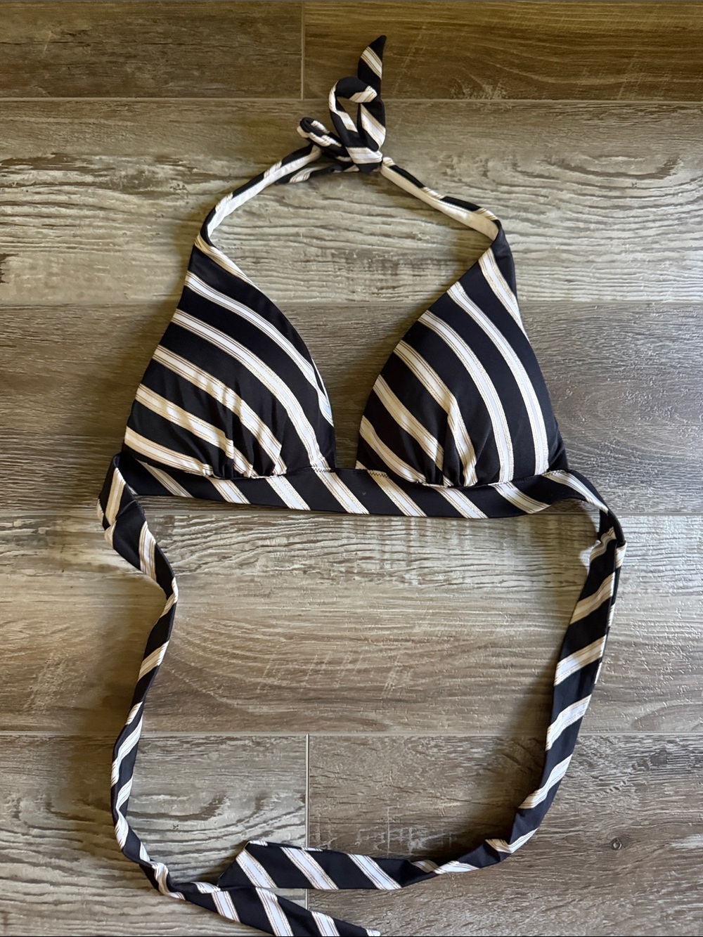 Striped Black and White Halter One-Piece - Women’s